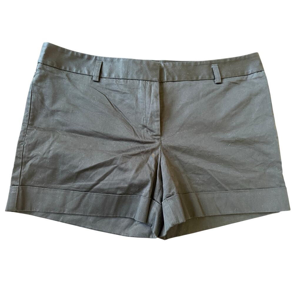 Express Womens Mid Rise Cuffed Shorts 14 Black Cotton Blend Casual Summer Comfy